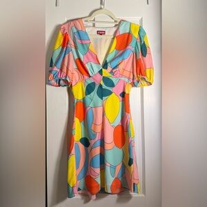 STAUD Multicolor Puff Sleeve Dress